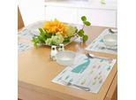 Tovagliette Abakuhaus Wal, Divertente Cartone Animato Con Balena Sorridente E Banco Di Pesciolini, Decorazione Da Tavola In Tessuto Resistente Ai Colori Per La Sala Da Pranzo E La Cucina, Giallo, Bianco, Rosa E Blu