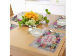 Tovagliette Abakuhaus Con Motivi Floreali, Stile Retrò, Con Motivi Floreali, Ciliegie E Foglie Stampati, Decorazioni Da Tavola In Tessuto Resistente Al Lavaggio Per La Sala Da Pranzo E La Cucina, Multicolore