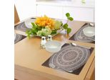 Tovagliette Abakuhaus Marroni, Motivo Mandala E Dettagli Ombreggiati, Arte Floreale Rotonda Con Accenti Etnici, Stampa, Tiscjdeco In Tessuto Resistente Al Lavaggio Per La Sala Da Pranzo E La Cucina, Marrone Scuro E Bianco