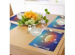 Tovagliette Fantasia Abakuhaus, Flusso Di Cifre Binarie Che Sgorgano Dalla Stampa Astratta Sul Tema Della Creatività Mentale, Tovagliette Decorative In Tessuto Resistente Ai Colori Per La Sala Da Pranzo E La Cucina, Multicolore