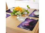 Abakuhaus Tovagliette, Futuristiche Nuvole Di Polvere Sulla Via Lattea Cosmo Materia Oscura Energia Interstellare, Tiscjdeco In Tessuto Resistente Ai Colori Per La Sala Da Pranzo E La Cucina, Viola Blu