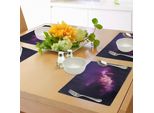 Tovagliette Abakuhaus Space, Stelle Nel Cielo Notturno Scuro, Costellazione Di Comete Deep Space Anni All'insegna Dell'artsy Image, Tiscjdeco In Tessuto Resistente Al Lavaggio Per La Sala Da Pranzo E La Cucina, Viola