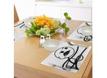 Tovagliette Umoristiche Abakuhaus, Divertente Stickman Sul Tavolo Con Espressione Scontrosa E Solitaria, Decorazione Da Tavola In Tessuto Resistente Al Lavaggio Per La Sala Da Pranzo E La Cucina, Bianco E Nero
