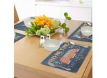 Tovagliette Abakuhaus Hippie, Citazione Ispiratrice Con Motivo Hippie Con Pois Floreali E Gocce, Stampa Decorativa, Decorazione Da Tavola In Tessuto Resistente Al Lavaggio Per La Sala Da Pranzo E La Cucina, Blu Scuro
