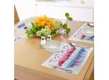 Tovagliette Abakuhaus Con Motivi Animali, Fenicotteri, Uccelli Innamorati, Piume, Romanticismo, Pennellate, Effetto Acquerello, Tiscjdeco In Tessuto Resistente Al Lavaggio Per La Sala Da Pranzo E La Cucina, Viola, Rosa, Blu