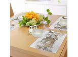 Abakuhaus Tovagliette Moderne, Disegno Artistico Effimero Come Disegno Con Stampa Grafica Wire-Frame Di Casa Con Vista Sulla Strada, Stampa Digitale Su Tessuto Lavabile Decorazione Tavola Cucina, Multicolore