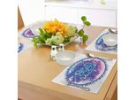 Abakuhaus Tovagliette Motivazionali, Citazioni Ispiratrici Su Sfondo Retro Con Pennellate Stilizzate Ad Acquerello, Decorazioni Da Tavola In Tessuto Resistente Ai Colori Per La Sala Da Pranzo E La Cucina, Viola Blu