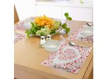Abakuhaus Tovagliette Per San Valentino, Dettagli Floreali Paisley Con Foglie E Rose In Una Cornice A Forma Di Cuore, Decorazioni Da Tavola In Tessuto Resistente Al Lavaggio Per La Sala Da Pranzo E La Cucina, Rosso