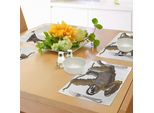 Tovagliette Abakuhaus Con Motivi Animali, Cartoni Animati Come Bradipi, Orsi, Creature Tropicali Selvagge, Pigre E Assonnate, Tema Australiano, Grafica, Tiscjdeco In Tessuto Resistente Al Lavaggio Per La Sala Da Pranzo E La Cucina, Grigio