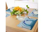 Tovagliette Marocchine Abakuhaus, Porta Ad Arco Con Citazione Araba Orientale E Stampa Notturna Con Cielo Stellato E Nuvole, Tessuto Lavabile E Resistente Al Lavaggio Per Sala Da Pranzo E Cucina, Blu Navy