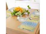 Abakuhaus Tovagliette Blu E Gialle, Ombre Mandala Oriental Universe Spirito E Rituale Simbolo Tematico Immagine Arte, Tiscjdeco In Tessuto Resistente Al Lavaggio Per La Sala Da Pranzo E La Cucina, Giallo Blu