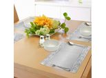 Tovagliette Abakuhaus Argento, Stile Vintage Ornamenti Floreali Fiori Con Foglie Ispirazione Classica Retrò Nuziale, Tiscjdeco In Tessuto Resistente Al Lavaggio Per Sala Da Pranzo E Cucina, Bianco Grigio