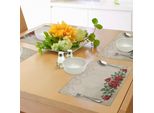 Abakuhaus Tovagliette Shabby Chic, Sfondo Vintage Con Rose Rosse Simbolo Di Amore E Attrazione, Delicatezza, Tiscjdeco In Tessuto Resistente Al Lavaggio Per Sala Da Pranzo E Cucina, Beige Verde