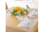 Tovagliette Abakuhaus Con Motivi Floreali, Design Romantico Con Fiori, Cuori, Uccellini E Foglie, Stampa Artistica A Strisce, Tiscjdeco In Tessuto Resistente Al Lavaggio Per La Sala Da Pranzo E La Cucina, Multicolore