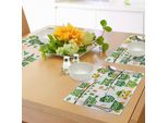 Abakuhaus "Tovagliette Per Il Giorno Di San Patrizio, Gufi Irlandesi Con Cappelli Da Folletto Su Foglie Di Trifoglio, Ferri Di Cavallo, Tovagliette Decorative In Tessuto Resistente Ai Colori Per La Sala Da Pranzo E La Cucina, Bianco E Verde"