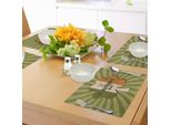 Abakuhaus "Tovagliette Per Il Giorno Di San Patrizio, Trifoglio Festivo, Design Retrò Con Macchie E Raggi Di Sole, Arte Festiva, Tiscjdeco In Tessuto Resistente Ai Colori Per La Sala Da Pranzo E La Cucina, Verde Oliva"