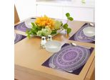 Abakuhaus Tovagliette Viola, Stampa Artistica Ombre Mandala, Motivo Floreale Vivace, Design Ispirato Allo Stile Boho Hippie, Decorazione Da Tavola In Tessuto Resistente Al Lavaggio Per Sala Da Pranzo E Cucina, Viola E Bianco