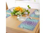 Abakuhaus Tovagliette Blu E Viola, Mandala Ombre Stile Orientale Mistico Astratto Vintage BohéMien Native Cosmos Art, Tiscjdeco In Tessuto Resistente Ai Colori Per La Sala Da Pranzo E La Cucina, Viola
