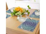 Abakuhaus Tovagliette Blu Navy E Verde Acqua, Diagramma Cosmico, Arte Mandala, Cerchio Religioso, Arte Etnica Ombre, Illustrazione, Tiscjdeco In Tessuto Resistente Al Lavaggio Per Sala Da Pranzo E Cucina, Blu Scuro Verde Acqua