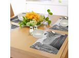 Abakuhaus Tovagliette Con Motivo Della Grande Muraglia Cinese, Panorama In Bianco E Nero Della Tradizionale Pietra Miliare, Immagine Culturale Di Antiche Rovine, Tiscjdeco In Tessuto Resistente Al Colore Per La Sala Da Pranzo E La Cucina, Grigio