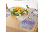 Abakuhaus Tovagliette Grigie E Viola, Ombre Mandala Sintesi Dell'arte Religiosa Orientale Tema Cosmico Disegno A Caratteri Stampa, Tiscjdeco In Tessuto Resistente Al Lavaggio Per La Sala Da Pranzo E La Cucina, Viola