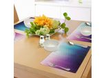 Abakuhaus Tovagliette Astratte, Sfondo Sfumato Con Piccoli Triangoli Frattali Geometrici, Stile Grafico, Tiscjdeco In Tessuto Resistente Ai Colori Per La Sala Da Pranzo E La Cucina, Rosa Blu