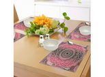 Tovagliette Abakuhaus Mandala, Stampa Retro BohéMien Ombre Essenza Primaria Del Cosmo Stile Medaglione, Tiscjdeco In Tessuto Resistente Al Lavaggio Per La Sala Da Pranzo E La Cucina, Rosa E Marrone