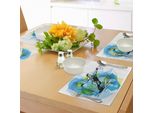 Tovagliette Sportive Abakuhaus, Uomo Atleta Sci Nautico Energic Dinamico Esotico Motivante Hobby Attività Immagine, Tiscjdeco In Tessuto Resistente Al Colore Per Sala Da Pranzo E Cucina, Nero Blu