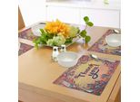 Tovagliette Abakuhaus Natur, Natale Con Fiore Rosso E Foglie, Sfondo Geometrico Con Edera E Biglietto Di Ringraziamento, Tiscjdeco In Tessuto Resistente Al Lavaggio Per Sala Da Pranzo E Cucina, Multicolore