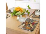 Tovagliette Abakuhaus, Sfondo Geometrico Frattale Quadrato Con Numero Di Chitarra Acustica, Tiscjdeco In Tessuto Resistente Al Lavaggio Per Sala Da Pranzo E Cucina, Multicolore