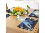 Abakuhaus Tovagliette Urbane, Vista Sui Grattacieli Di Chicago Nel Financial District American City Picture, Tiscjdeco In Tessuto Resistente Ai Colori Per La Sala Da Pranzo E La Cucina, Blu