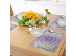 Abakuhaus Tovagliette Grigie E Viola, Motivo Tradizionale Orientale Cosmico Zen Boho Ombre Mandala Design Print, Tiscjdeco In Tessuto Resistente Al Lavaggio Per Sala Da Pranzo E Cucina, Viola Bianco