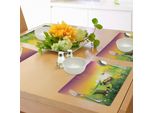Abakuhaus "Tovagliette Per Il Giorno Di San Patrizio, Scena Magica Festa Prato Palloncini Cappello E Oro, Decorazioni Per La Tavola In Tessuto Resistente Al Lavaggio Per La Sala Da Pranzo E La Cucina, Viola Giallo E Verde"