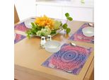 Tovagliette Abakuhaus Mandala, Stampa Hippie Ombre Style Infinity E Motivi Ispirati Alla Cultura Asiatica Harmonie, Tiscjdeco In Tessuto Resistente Al Lavaggio Per La Sala Da Pranzo E La Cucina, Blu Reale Rubino