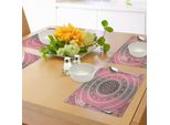 Abakuhaus Tovagliette Rosa E Bianche, Motivo Mandala Ombre Boemo Vintage, Design Zen Tradizionale Moderno, Decorazioni Da Tavola In Tessuto Resistente Al Lavaggio Per La Sala Da Pranzo E La Cucina, Rosa Bianco