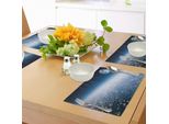 Abakuhaus Tovagliette, Foto Aerea Del Pianeta Terra Con La Luna, Satellite, Mondo, Orizzonte, Immagine, Tiscjdeco In Tessuto Resistente Al Colore Per La Sala Da Pranzo E La Cucina, Azzurro