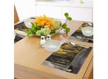 Abakuhaus Tovagliette, Vecchie Strade Vuote E Buie Della Città Con Case, Fotografia Della Civiltà, Tiscjdeco In Tessuto Resistente Ai Colori Per La Sala Da Pranzo E La Cucina, Multicolore