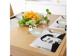 Abakuhaus Tovagliette Umoristiche, Uomo Retrò Stilizzato Rabbia Fumetti Smiley Emozioni Espressive Illustrazione Online, Tiscjdeco In Tessuto Resistente Ai Colori Per La Sala Da Pranzo E La Cucina, Bianco E Nero