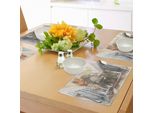 Abakuhaus Tovagliette Antiche, Antica Architettura Rinascimentale Con Stampa Grafica A Colonne, Tiscjdeco In Tessuto Resistente Al Colore Per La Sala Da Pranzo E La Cucina, Blu Petrolio Calendula Beige