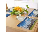 Abakuhaus Tovagliette Con Immagini Di Città, Città Vecchia Di Dresda, Antica Architettura Tedesca, Paesaggio Storico Europeo, Tiscjdeco In Tessuto Resistente Al Colore Per La Sala Da Pranzo E La Cucina, Grigio Blu
