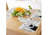 Tovagliette Abakuhaus Umoristiche, Bastone Della Felicità Meme Troll Face Espressione Allegra Design Moderno Stilizzato In Digitale, Tiscjdeco In Tessuto Resistente Al Lavaggio Per La Sala Da Pranzo E La Cucina, Bianco E Nero