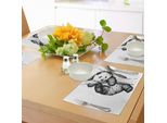 Tovagliette Abakuhaus, Simpatico Piccolo Panda Su Un Albero Nella Giungla Tropicale, Stampa Zoo, Tiscjdeco In Tessuto Resistente Al Lavaggio Per Sala Da Pranzo E Cucina, Bianco E Nero