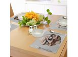 Tovagliette Umoristiche Abakuhaus, Grumpy Internet Troll Face Con Gesti Stravaganti, Immagine Divertente Meme Brutta, Tiscjdeco In Tessuto Resistente Ai Colori Per La Sala Da Pranzo E La Cucina, Grigio Bianco E Marrone Chiaro