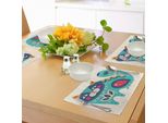 Tovagliette Abakuhaus Con Motivi Animali, Simpatico Gatto Sorridente E Paffuto Con Motivo Paisley Colorato In Stile Tribale Etnico, Tiscjdeco In Tessuto Resistente Al Lavaggio Per La Sala Da Pranzo E La Cucina, Multicolore