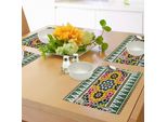 Tovagliette Marocchine Abakuhaus, Vivace Motivo Tradizionale Africano Tribale Con Influenze Orientali, Tiscjdeco In Tessuto Resistente Al Lavaggio Per La Sala Da Pranzo E La Cucina, Giallo Verde