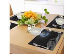 Tovagliette Abakuhaus Galaxis, Planet Earth Rocky Cliffs Luna Panorama Artistico Cosmo Spazio Stampa, Tiscjdeco In Tessuto Resistente Ai Colori Per Sala Da Pranzo E Cucina, Nero Grigio Blu
