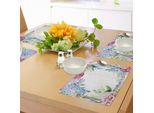 Tovagliette Abakuhaus Con Motivi Floreali, Ghirlanda Profumata Primaverile Con Bouquet Di Fiori Viola Lavanda, Rose, Peonie E Stampa Artistica, Decorazioni Da Tavola In Tessuto Resistente Al Lavaggio Per Sala Da Pranzo E Cucina, Multicolore