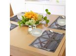 Abakuhaus Tovagliette Industriali, Zinco-Stile-Legno-Cancello-Immagine-Strada-Finestra Ricoperta Di Assi, Tiscjdeco In Tessuto Resistente Al Colore Per La Sala Da Pranzo E La Cucina, Marrone Grigio