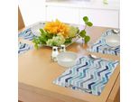 Abakuhaus Tovagliette Moderne, Senza Cuciture, Con Motivo A Pois E Zigzag In Stile Doodle E Linee Asimmetriche, Tiscjdeco In Tessuto Resistente Al Lavaggio Per La Sala Da Pranzo E La Cucina, Bianco E Blu