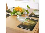 Tovagliette Fantasia Abakuhaus, Bosco Con Cascata Vivid Autunno Stagione Natura Ispirata Stampa Digitale, Tiscjdeco In Tessuto Resistente Al Lavaggio Per Sala Da Pranzo E Cucina, Multicolore